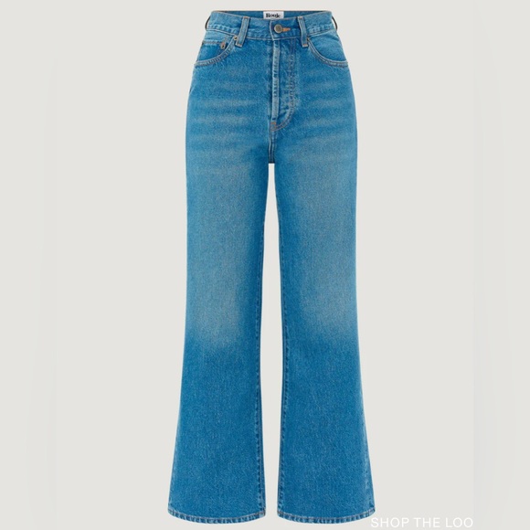 ROUJE “Concorde” High-Rise Straight Crop Jeans Blue Denim 100% Cotton Size 25
